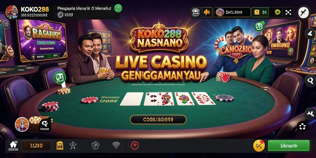 Tampilan gameplay menarik KOKO288 dengan dealer langsung di Live Casino.