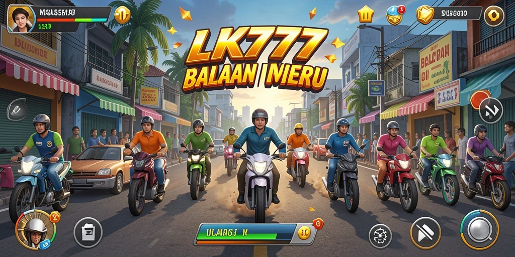 Screenshot LK777 menampilkan balapan cepat dan mobil yang berkilau.