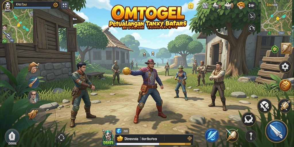 Screenshot gameplay OMTOGEL menampilkan petualangan di dunia terbuka yang luas.